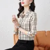 Camicette da donna Vintage Classic Plaid Primavera Estate Casual Camicie da donna 2023 Camicetta monopetto coreana retrò semplice OL Top da donna