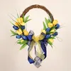 Couronne de fleurs décoratives porte d'entrée jaune et bleu printemps été ferme pour la maison mur mariage décor de table