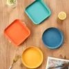 Plates 8pcs/Set 6inch Snack Fruit Salad Plate Desktop Bone Residue Dishes Small Trays Baby Feeding Kitchen Dinnerware