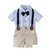 Clothing Sets Boys Summer Suit Baby Boy Cotton Shirt Short Sleeve Shorts 2 Piece Set Childrens 15 Years Drop Delivery Kids Maternity Dhhl3