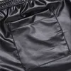 Men's Shorts Men's Shiny Faux Leather Hot Boxer Short Pants with a Back Pocket Fashion Black Elastic Waistband Wetlook Stretchy Shorts Z0216