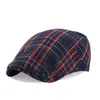 Cotton Check Beret Men Green Navy Plaid Flat Caps Newsboy Hat Male British Vintage Berets Cap Spring Summer Women Driver Ivy Cap