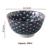 Bowls 4 Pcs/set 4.5 Inch Rice Bowl Ceramic Tableware Thread Underglaze Color Support Oven And Dishwasher