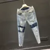 Jeans da uomo Fori Jeans Uomo e donna Estate Vita alta Colore sottile Pantaloni larghi alla caviglia in denim dritto Pantaloni uomo e donna Jeans 230217