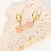 Hoop Earrings & Huggie Summer Mushroom Drop Stainless Steel Jewerly 18K Gold Diamond Pink Enamel Charm For Cute Girls