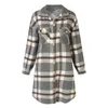 Kurtki damskie Women Długie rękawowe kołnierz Turndown Button Down Plaid koszulki Flanel z kapturem płaszcze kurtki z kapturem