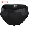 Calzoncillos 3 unids / set calzoncillos modales para hombres u-convexos súper elásticos sexy ventilar pantalones de cintura baja triángulo