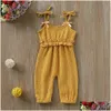 Rompers mikrdoo pasgeboren baby baby meisje bodysuit zomer schattige kleding gesport ruche romper solide kleur jumpsuit voor 024 maanden drop dhu4c