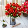 Decorative Flowers Artificial Rose Bouquet Faux Ranunculus Blush Flower Fake Persian Buttercup Floral Bouquets For Wedding Home Decoration