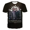 Camisetas masculinas TV SUPERNATURAL 3D T-shirt drama de terror masculino Homens crianças moda moda casual stretwear calpão curto tampes de manga curta