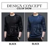 Erkek Tişörtler Browon Sprign Sonbahar Siyah Tişört Uzun Kollu O boyun yaka Moda Trendi Mektubu Baskı Sokak Giyim için İnce T-Shirt 230217