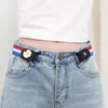 Riemen vrouwen mannen onzichtbare riem geen gesp elastische taille daisy pu lederen naast jeansbroek niet-poreuze luie rentebeltels.