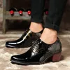 Dress Shoes Men Fashion Patent Leather Formal Luxury Brand Business Office Weding Footwear High Heels 230216