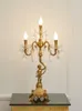 Bordslampor Art Deco Copper Matsal Kristalllampa Abajur Angel Led Candle Holder bröllop Ljusstake Living Desk Standing