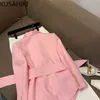 Abiti da donna Blazer KUSAHIKI Autunno Cintura Vita sottile Donna Coreano Doppio petto Manica lunga Risvolto Giacca Moda Cappotto elegante 230216