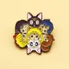 Acess￳rios de desenhos animados Sailor Moon girando o emblema fofo do esmalte para o melhor amigo Broche Gift Jewelry Drop Deliver