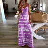 Casual klänningar Ankomst M-5XL Plus-storlek Kvinnor Lossa ärmlös V Neck Tie Dye Print Lång Vest Beach Sling Dress Spring Summer