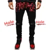 Jeans pour hommes Street Sexy Hole Pantalon Drill Ripped Skinny Pantalon Slim Biker Outwears Hommes Black Denim Pencil 230216