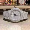 Armbandsur Lyx Custom Bling Iced Out klockor Vitguldpläterade Moiss anite Diamond Watchess 5A högkvalitativ replikering Mekanisk GRDG