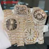 Polshorloges luxe Custom Bling Iced Out -horloges wit goud vergulde Moiss Anite Diamond Watchess 5A Hoge kwaliteit Replicatie Mechanische 36JO GNH45