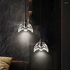 Kolye lambaları Nordic K9 Kristal Yatakta Avize Postmodern Yemek Odası Bar Yatak Odası Arka Plan Duvar Lüks Bakır Siyah Işık