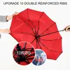 Paraplyer 10k dubbelskikt vindtätt helt automatiska manliga kvinnor paraply tre vikbara kommersiella stora hållbara ramparasol 230217