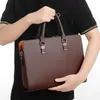 BRESCASES Business Leather Men portfölj för make axelväska man 14 15 bärbara väskor stor kapacitet herr handväska 230216