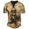 T-shirt da uomo T-shirt vintage in cotone per Cavalieri Templari Top stampato in 3D 5XL Abbottonatura maniche a T larghe Abbigliamento oversize 230217