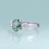 Cluster Rings Gem's Beauty 925 Sterling Silver Natural Moss Agate Ring Wedding Роскошь