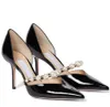Элегантные свадебные свадебные туфли обувь Aurelie Pumps Lady Sandals Белый жемчужный ремешок роскошные бренды заостренные пальцы на высоких каблуках Женщина Черная ходьба с коробкой, EU35-42