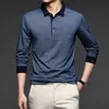 Herrpolos herr skjorta polo t-shirt män koreanska modekläder man långärmad casual fit slim man polo skjorta knapp krage toppar 230217