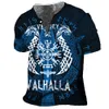 Men's T-Shirts Retro T-shirt Funny V-neck Cotton Tees Clothes Viking Print Tops 5xl Casual Street Male Sweater Oversized T 230217