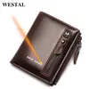 WESTAL Engraving Men's Wallet Genuine Leather Purse for Men Slim Wallets Coin Purse Men Wallets Leather Male Card Holders 604227U