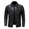 Erkek ceket motosiklet deri ceket büyük boyutlu cep siyah fermuarlı yaka ince fit erkek bahar ve sonbahar yüksek kaliteli pu ceket m5xl 230217