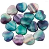 Bolsas de joias Tumbeelluwa Fluorite natural Puff Heart Hearking Crystal Palm Stone Chakra Reiki 0,9 ''