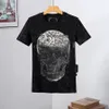 Designer Philip Plein T-Shirt Brand Designer Tshirt Spray Letter Short-Sleeved Summer Mens And Womens Tees T Shirt Rhinestone Skull Men 1119