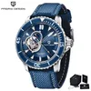 Relojes de pulsera Tourbillon, relojes automáticos para hombre, reloj de cristal de zafiro, reloj de pulsera mecánico hueco con bisel de cerámica de primera marca