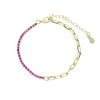 Charme Bracelets Mode Géométrique Coloré Arc-En-Cz Lien Chaînes Trombone Lunette Ronde CZ Tennis Conception Unique Bracelet Bijoux pour Femmes 230217