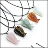 Pendentif Colliers Pierre Naturelle Gem Sculpté Ange Cristal De Quartz Rose Jade Onyx Perle Collier Guérison Gardien Bijoux Pour Femmes Hommes Dhyc7