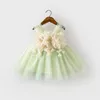 Girl Dresses Girls Princess Dress Baby Summer Birthday Hundred Days Green Cake Puffy Yarn
