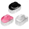 Berretti M2EA Strass Cowgirl Cappelli Glitter Rave Cow Girl Cappello con frange Taglia adulto Cowboy per feste 3 colori