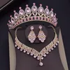 Bröllop smycken set barock blå kristall brud för kvinnor tiaras krona örhängen halsband brud klänning dubai set 230216