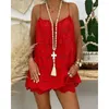 Women's Tracksuits Summer Women Two Pieces Eyelet Embroidery Tassel Top & Shorts Set Fashion Femme Casual Solid V Neck Suit Clothing