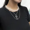 Choker Vintage Cross Cross Naszyjniki dla kobiet dziewczyna prezent modna szyja biżuteria gotycka perełki