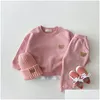 Roupas Conjuntos de roupas Autumn Crian￧as para meninas meninos estilo coreano 26y Cotton Baby Tracksuit 2pcs moletom infantil 220218 Drop dh2df