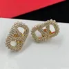 2023 - Boucles d'oreilles de collier de collier pour femmes créatrices en forme de coeur Crystal Gol Double V Letter S Sier Jewelry Classic