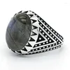 Cluster Rings Natural Agate Stone Moonstone 925 Silver Men ring handgjorda turkiska smycken thai retro punk f￶r festbr￶llop fin