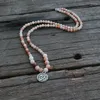 Pendant Necklaces Natural Pink Aventurine Japamala 108 Beads With Lotus Buddha Charm Necklace For Women Men Bring Good Luck