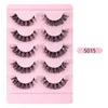 Eyelashes Russian Volume Strip Lashes Natural Wispy D Curly Faux Mink Eyelash Extensions 5 Pairs