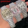 Polshorloges luxe op maat gemaakte bling iced out -horloges wit goud vergulde Moiss Anite Diamond Watchess 5A Hoge kwaliteit Replicatie Mechanische 36JO8888